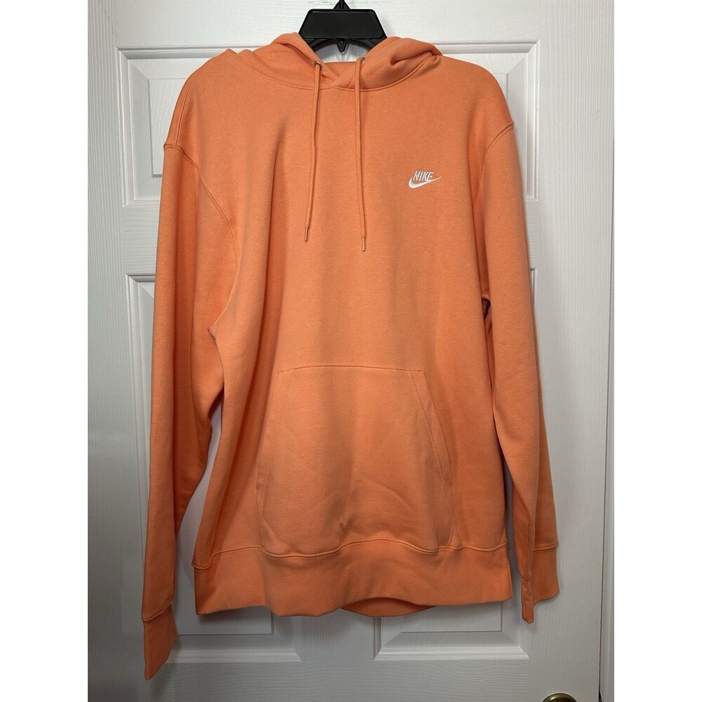 Size L Nike Club Fleece Hoodie Sweatshirt Orange Frost FN3859-835 Men’s NEW